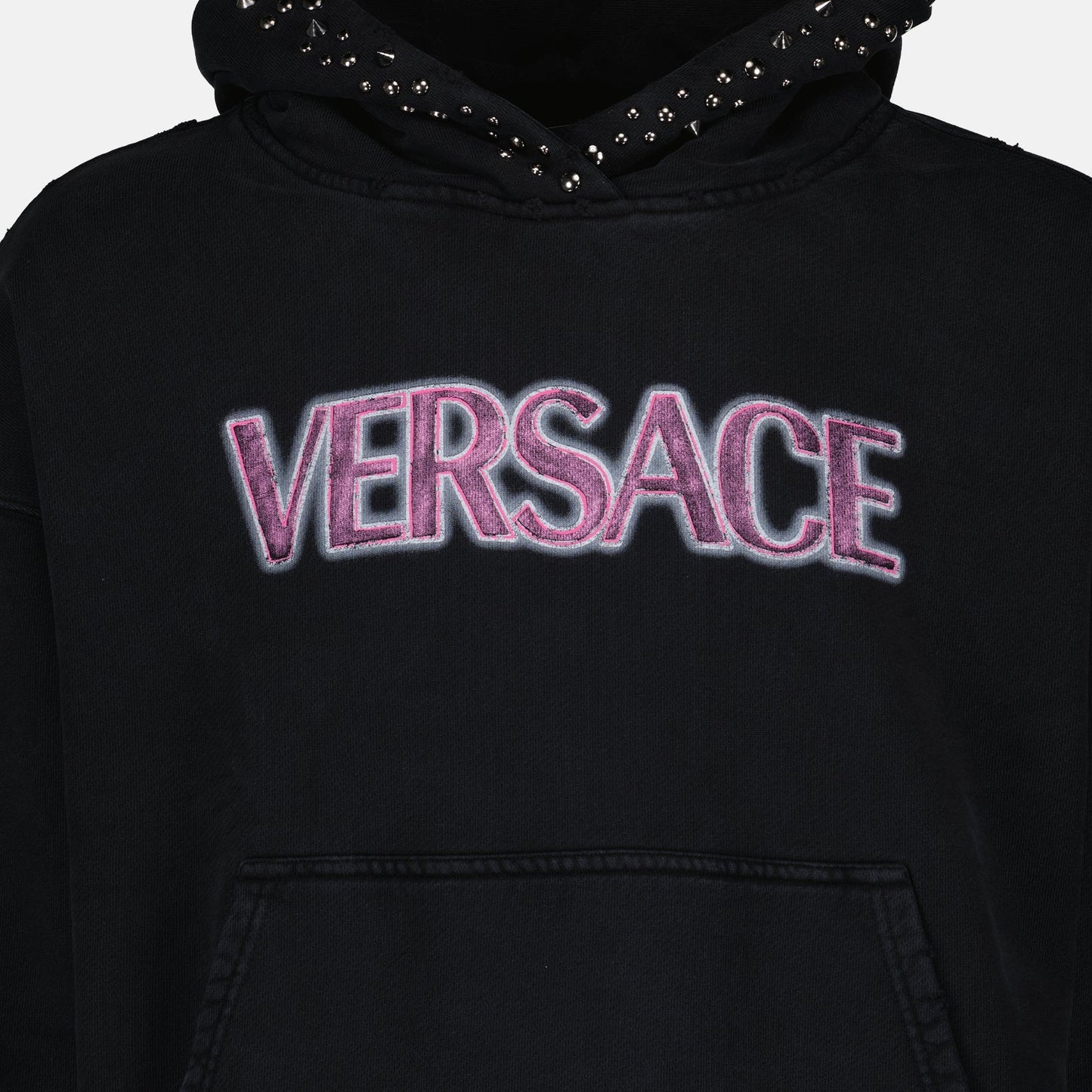 Versace women's sweatshirt, black logo sweatshirt, designer casual wear, luxury women's fashion, high-end sweatshirt