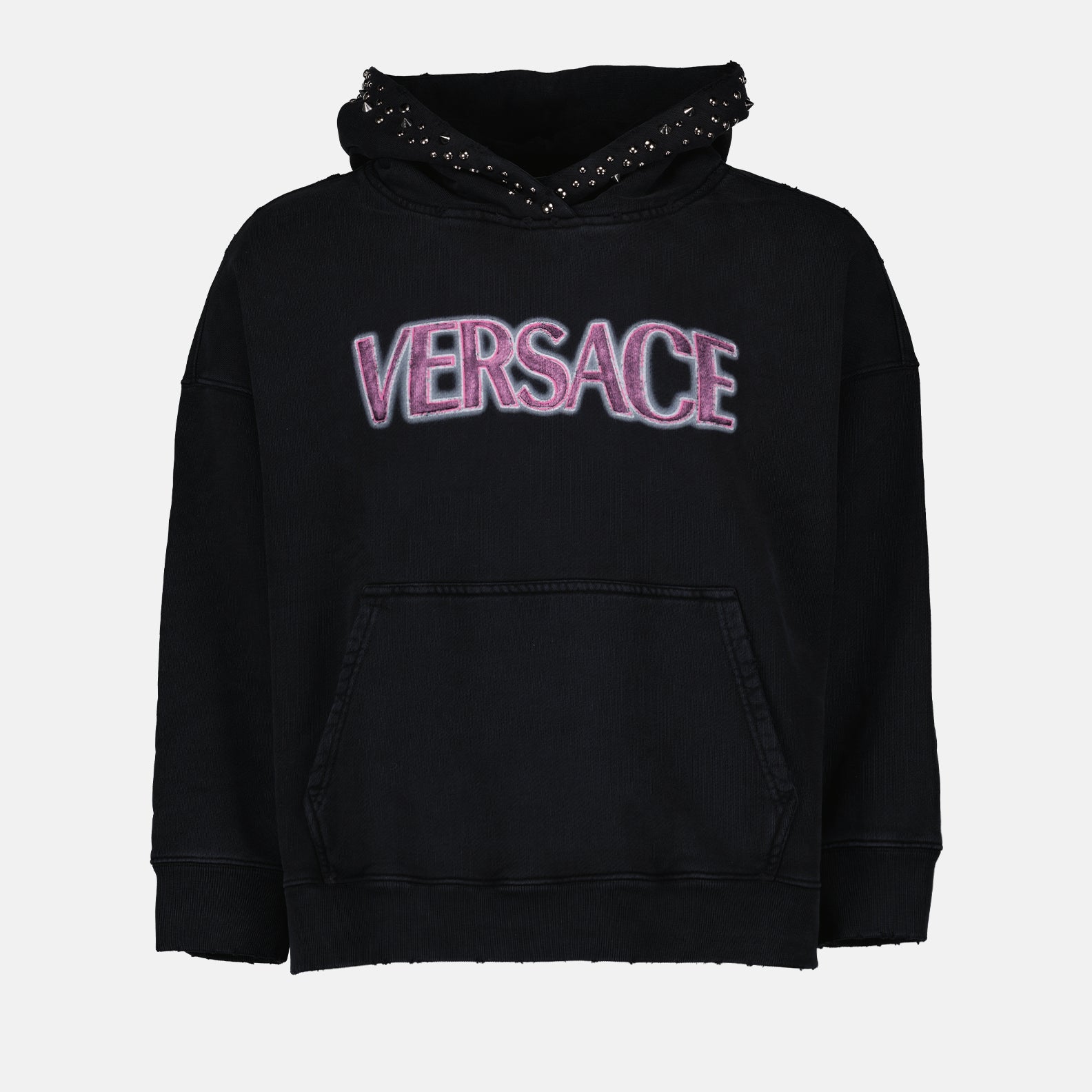 Image of rn Logo Black Sweatshirt by Versace for Women - Season Spring-Summer 2023 - Front View