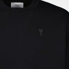 Unisex sweatshirt, AMI Paris, luxury casual wear, black sweatshirt, heart logo apparel