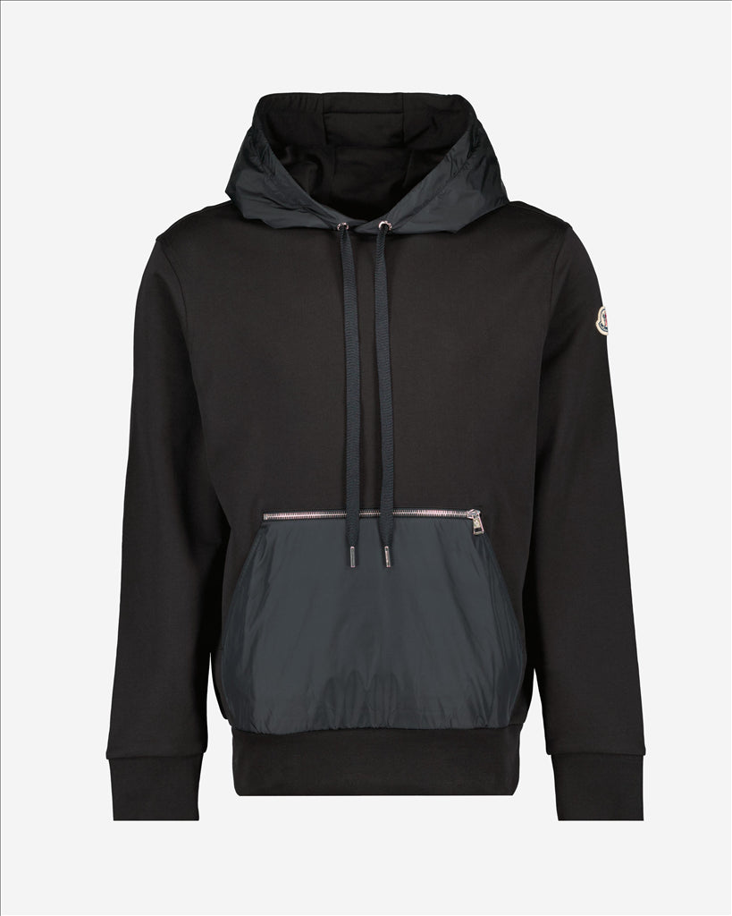 Moncler Sweatshirt, Black Sweatshirt, Men's Luxury Apparel, Men's Fashion Trend, Moncler Mixed Materials