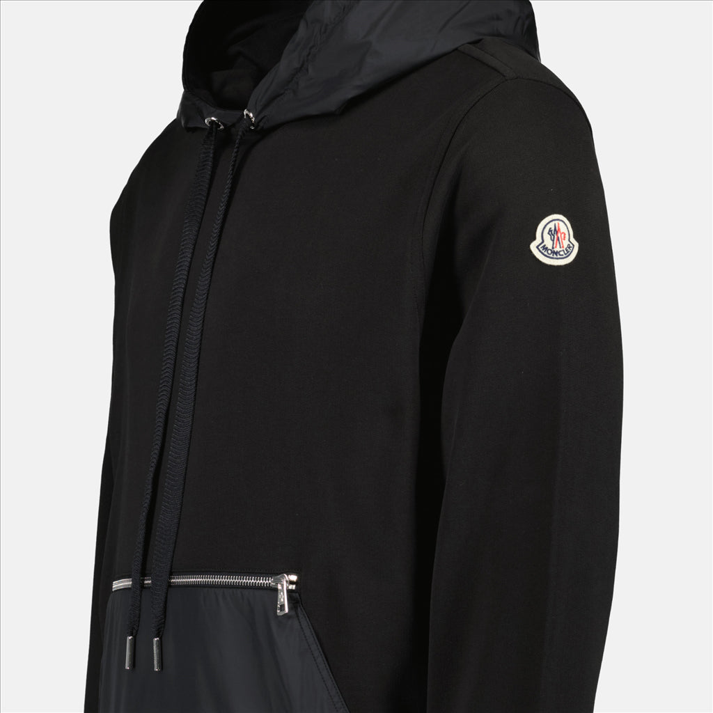 Moncler Sweatshirt, Black Sweatshirt, Men's Luxury Apparel, Men's Fashion Trend, Moncler Mixed Materials