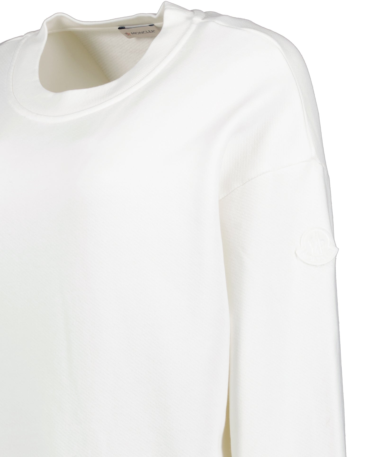 Moncler, women's sweatshirt, metallic logo, luxury ready-to-wear, elegant fashion