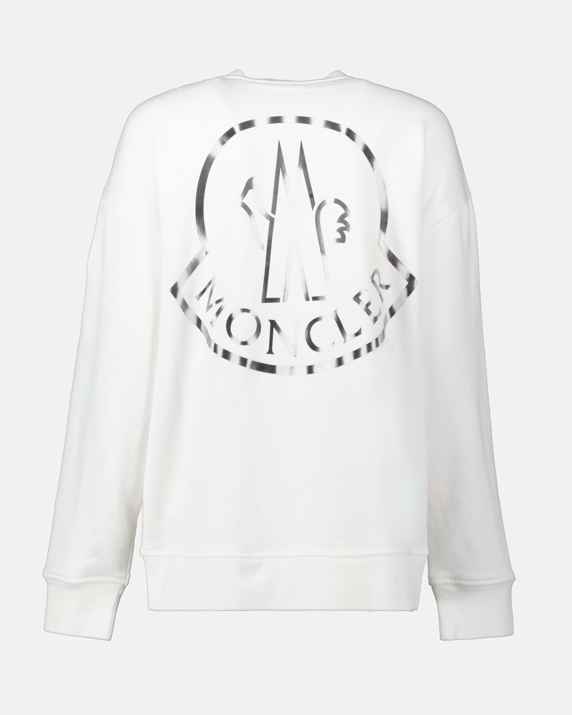 Moncler, women's sweatshirt, metallic logo, luxury ready-to-wear, elegant fashion