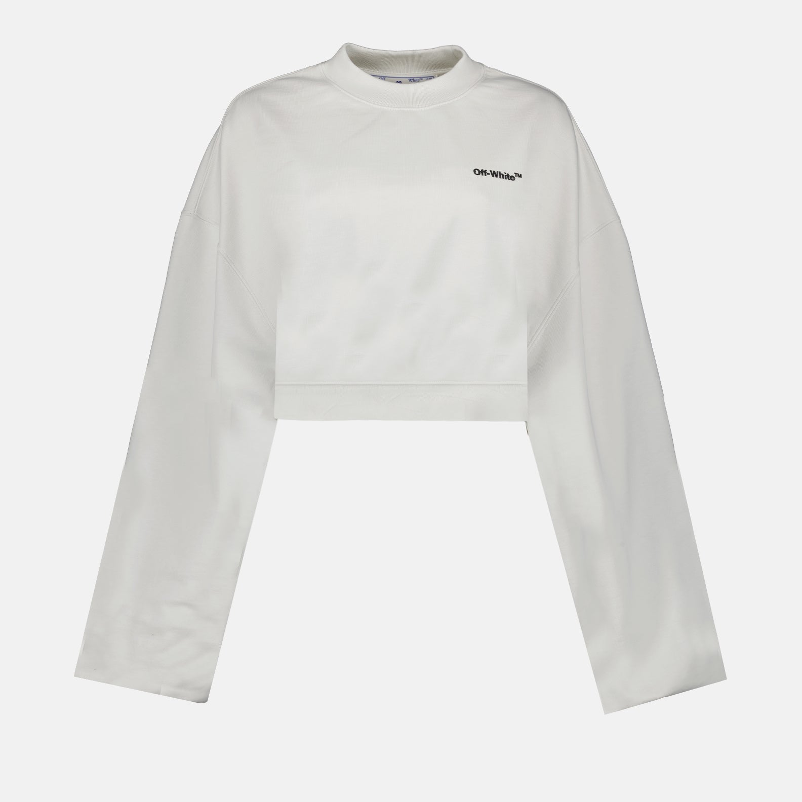 Off-White, women's cropped sweatshirt, white sweatshirt, luxury streetwear, high-end fashion