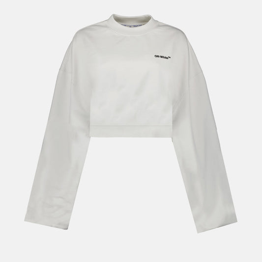 Off-White, women's cropped sweatshirt, white sweatshirt, luxury streetwear, high-end fashion