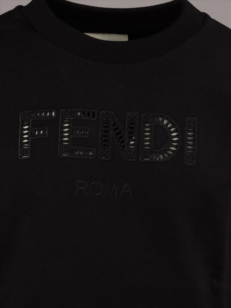 Fendi kids, black sweatshirt, FF logo, luxury children’s clothing, designer sweatshirt