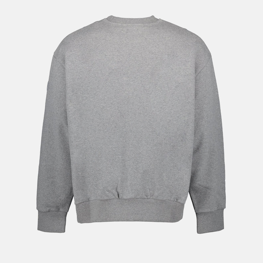Moncler, men's sweatshirt, luxury casual wear, designer logo sweatshirt, grey sweatshirt