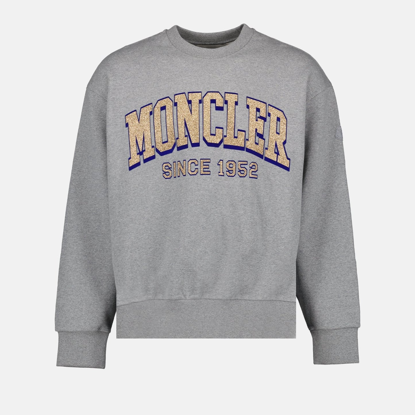 Moncler, men's sweatshirt, luxury casual wear, designer logo sweatshirt, grey sweatshirt