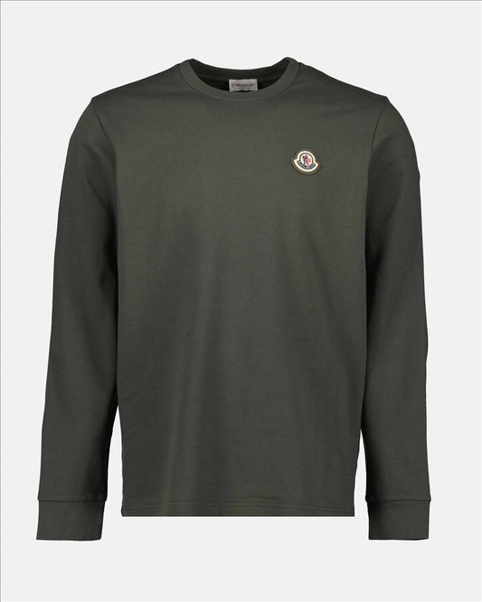 Khaki Sweatshirt, Moncler Logo, High-End, Men's Trend, Casual Luxury