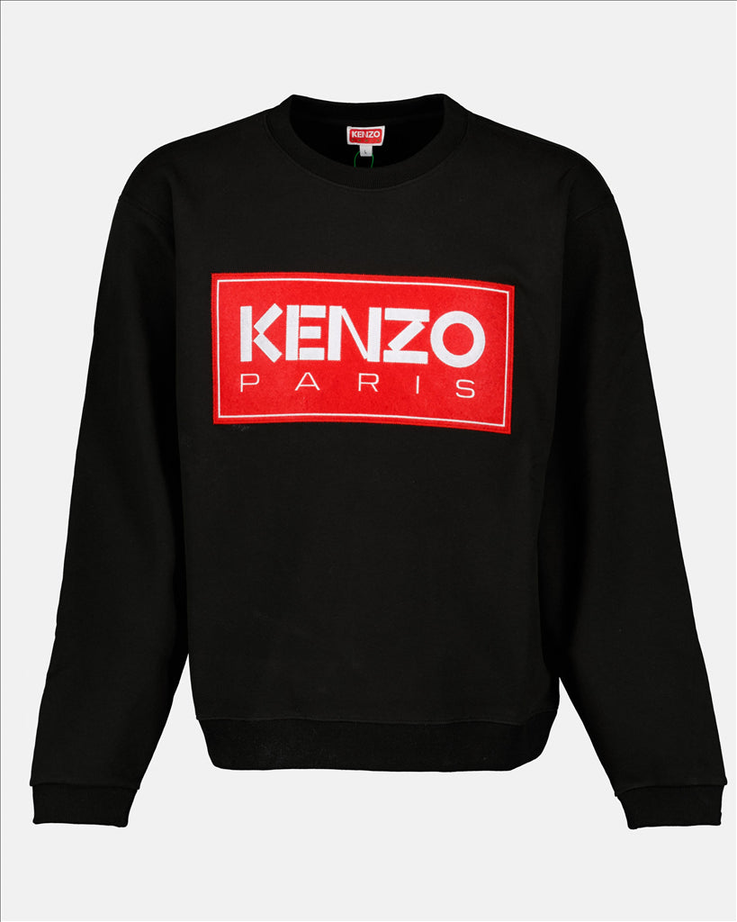 Kenzo, black sweatshirt, printed logo, luxury fashion for men, cotton sweatshirt