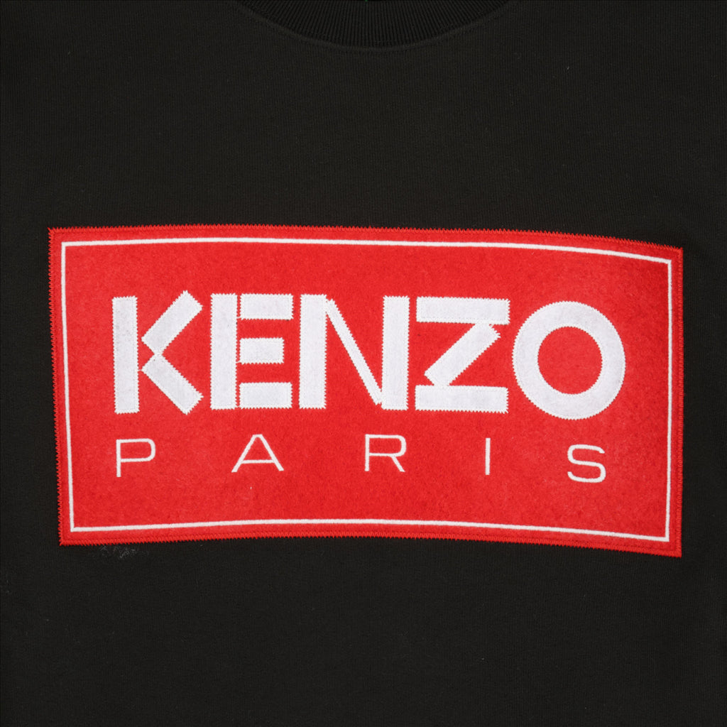 Kenzo, black sweatshirt, printed logo, luxury fashion for men, cotton sweatshirt