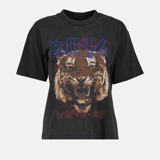 tiger print t-shirt, black graphic tee, oversized cotton shirt, luxury fashion top, designer streetwear