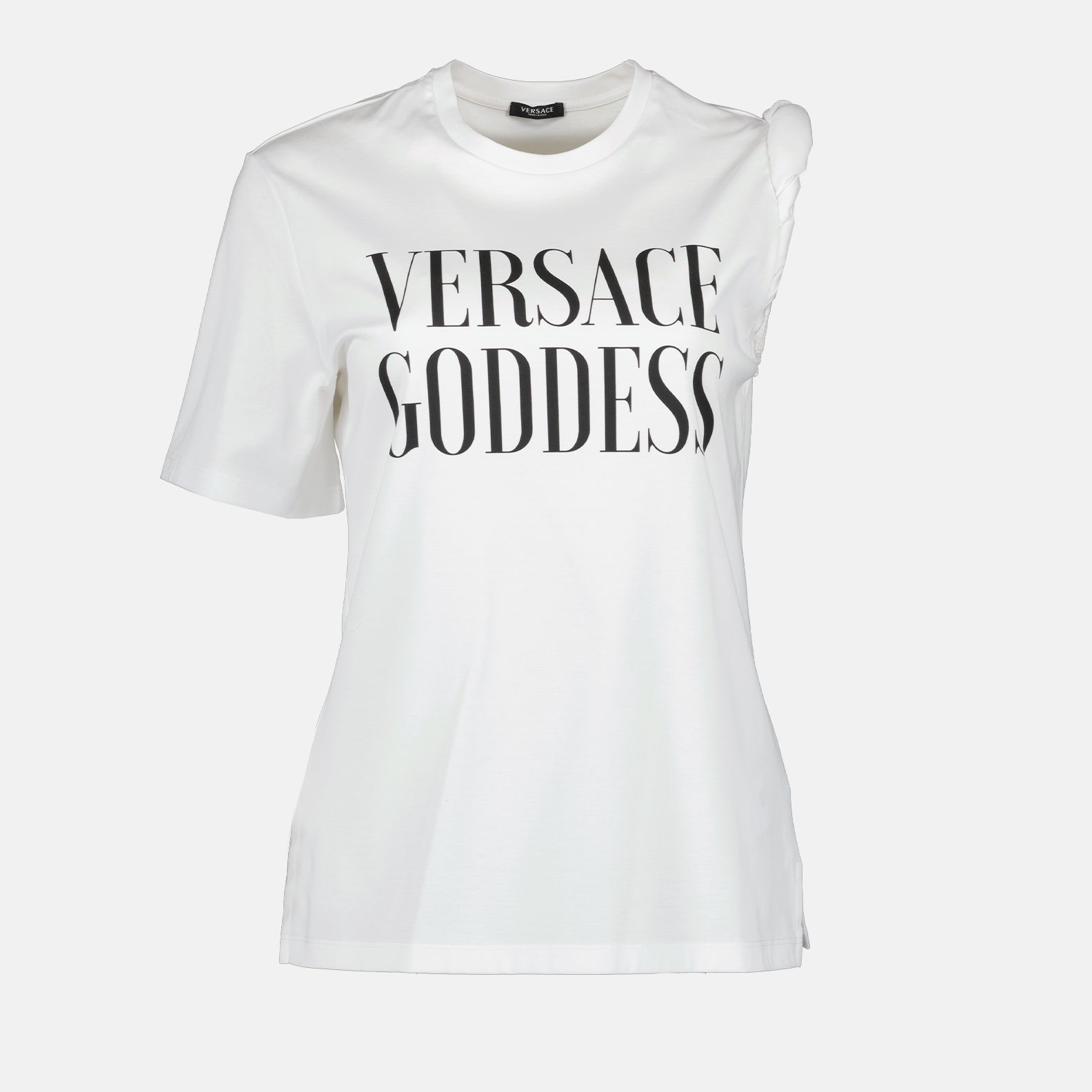 Versace, Asymmetrical T-shirt, White T-shirt, Luxury Women's Fashion, Designer T-shirt