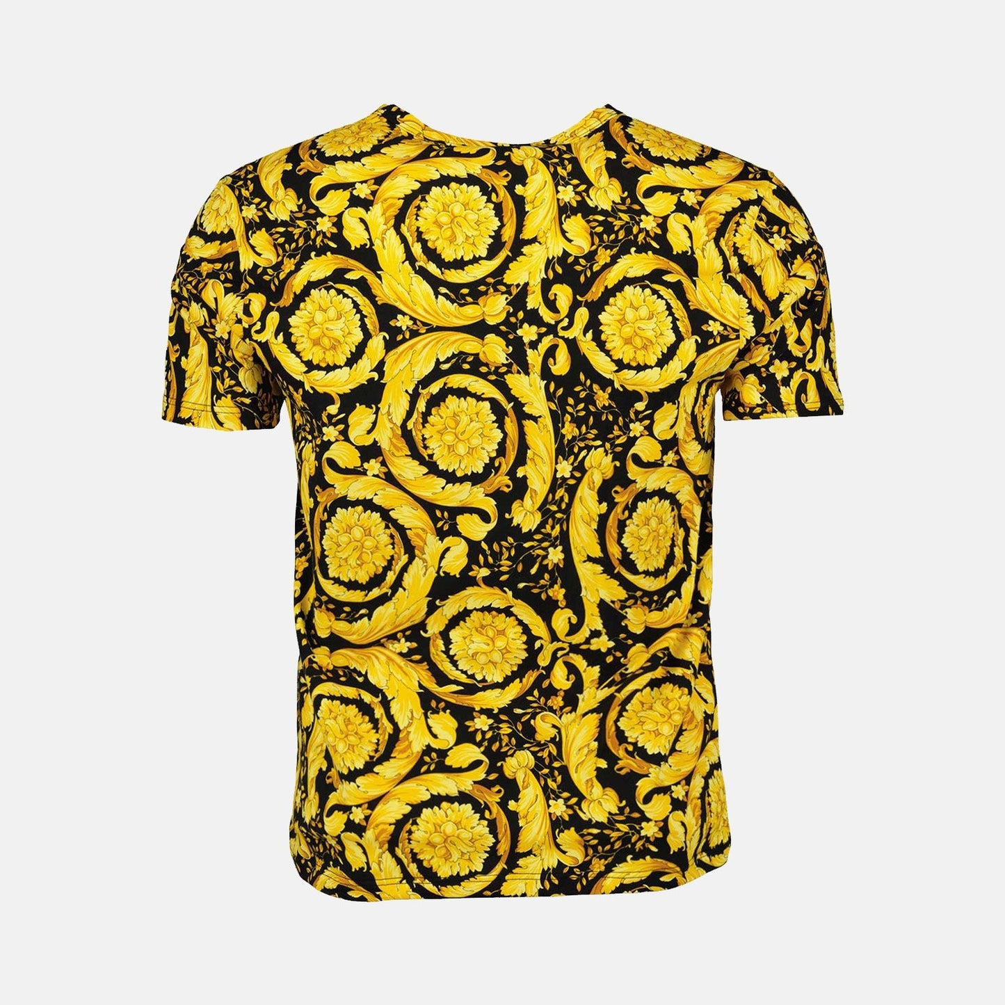 Versace T-Shirt, Barocco Print, Luxury Men's Apparel, Designer Fashion, Yellow T-Shirt