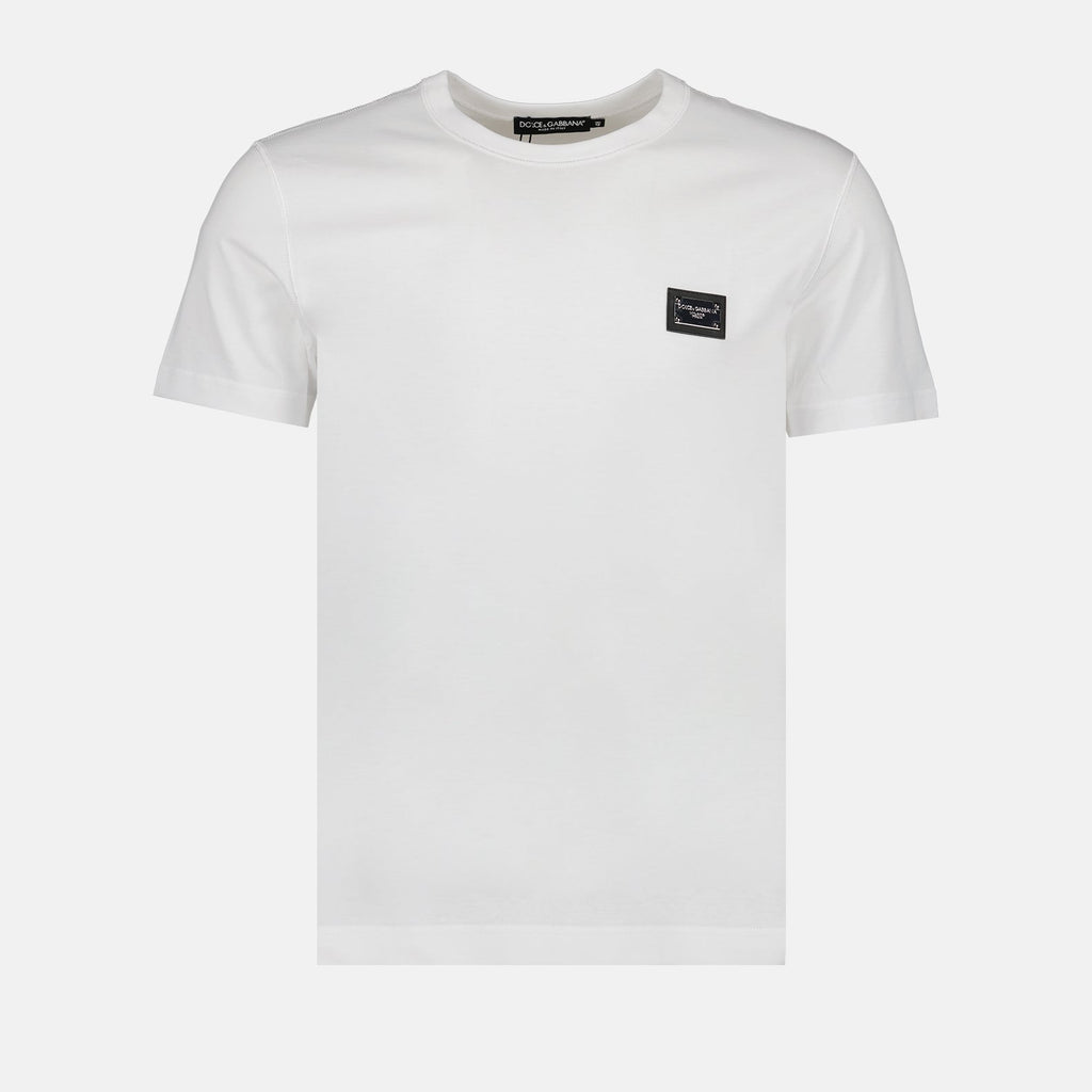 Dolce & Gabbana T-shirt, luxury men's T-shirt, white logo T-shirt, designer T-shirt, men's ready-to-wear