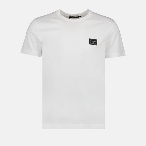 T-shirt Plaque Logo Blanc