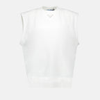 Prada, White T-Shirt, Triangle Logo, Women's Luxury T-Shirt, Designer Clothing