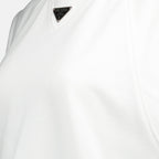 Prada, White T-Shirt, Triangle Logo, Women's Luxury T-Shirt, Designer Clothing