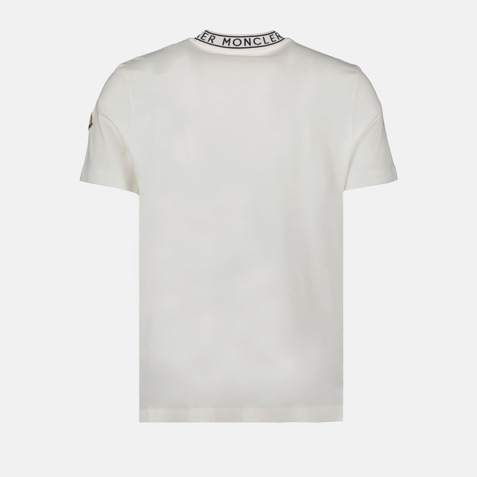 Moncler T-shirt, White logo T-shirt, Luxury casual wear, Men's designer tee, Premium cotton T-shirt