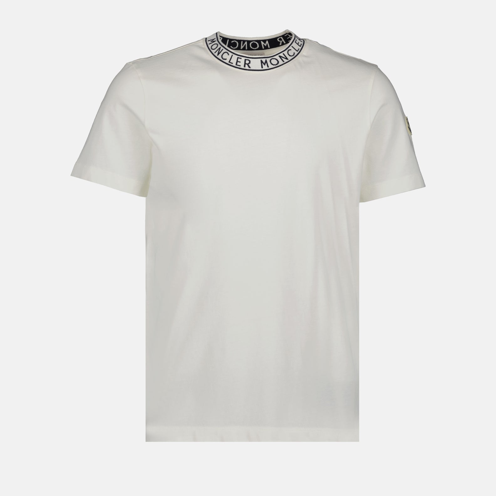 Moncler T-shirt, White logo T-shirt, Luxury casual wear, Men's designer tee, Premium cotton T-shirt