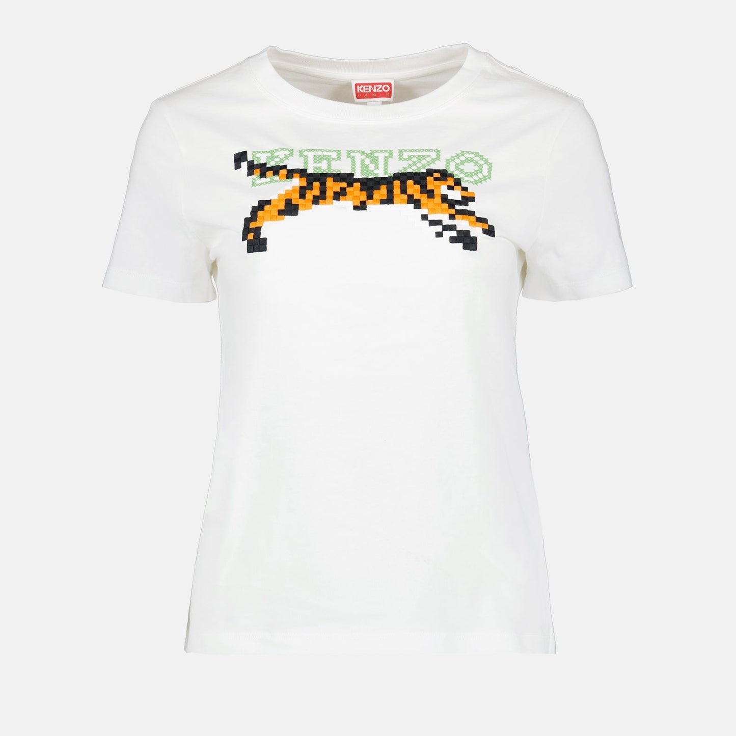 Kenzo, White T-Shirt, Pixels Design, Luxury Fashion, Women's Clothing