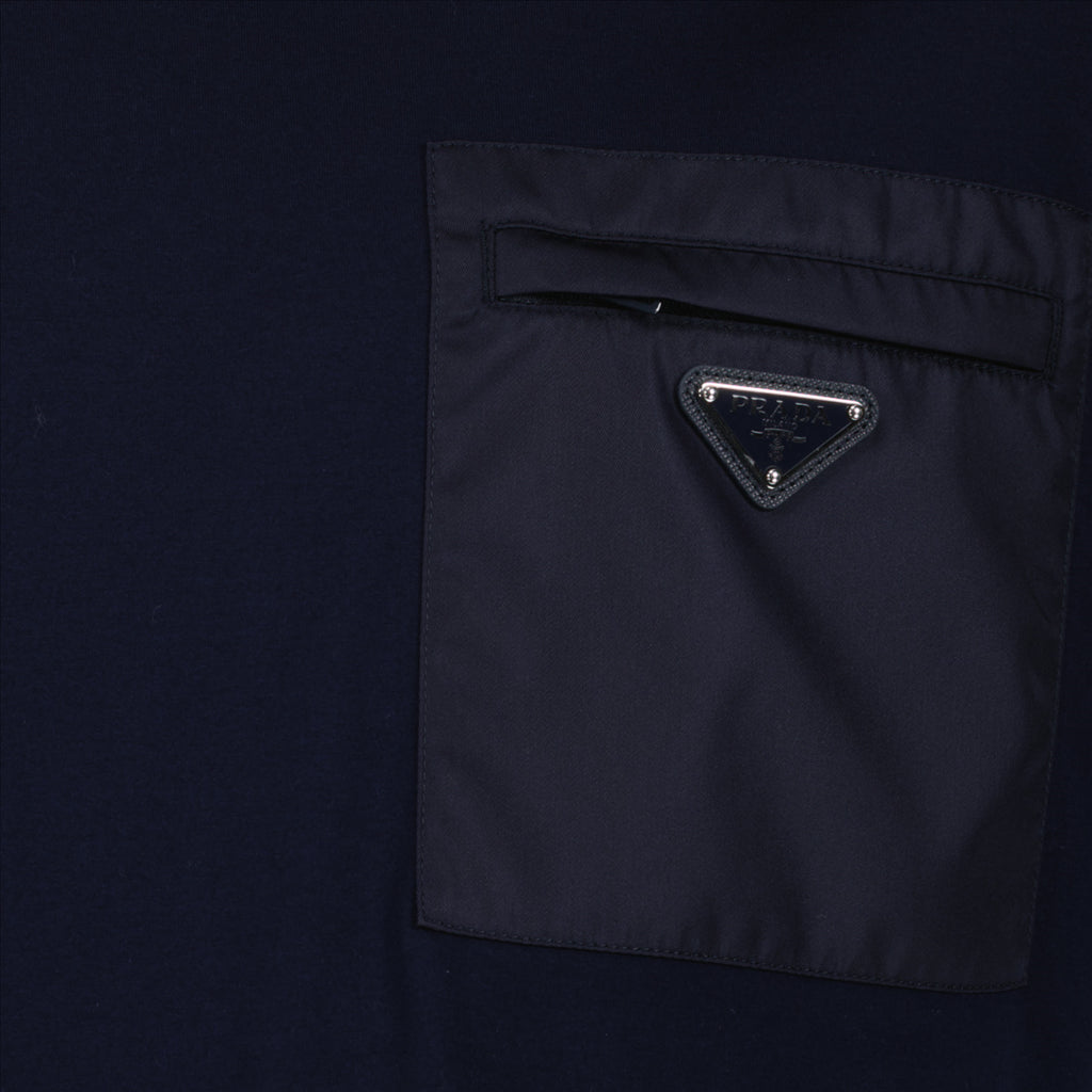 Triangle Logo T-shirt, Prada clothing, blue T-shirt, luxury ready-to-wear, modern design