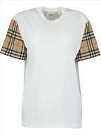 Image of T-shirt Carrick with Check Sleeves by Burberry for Women - Season Spring-Summer 2024 - Front View
