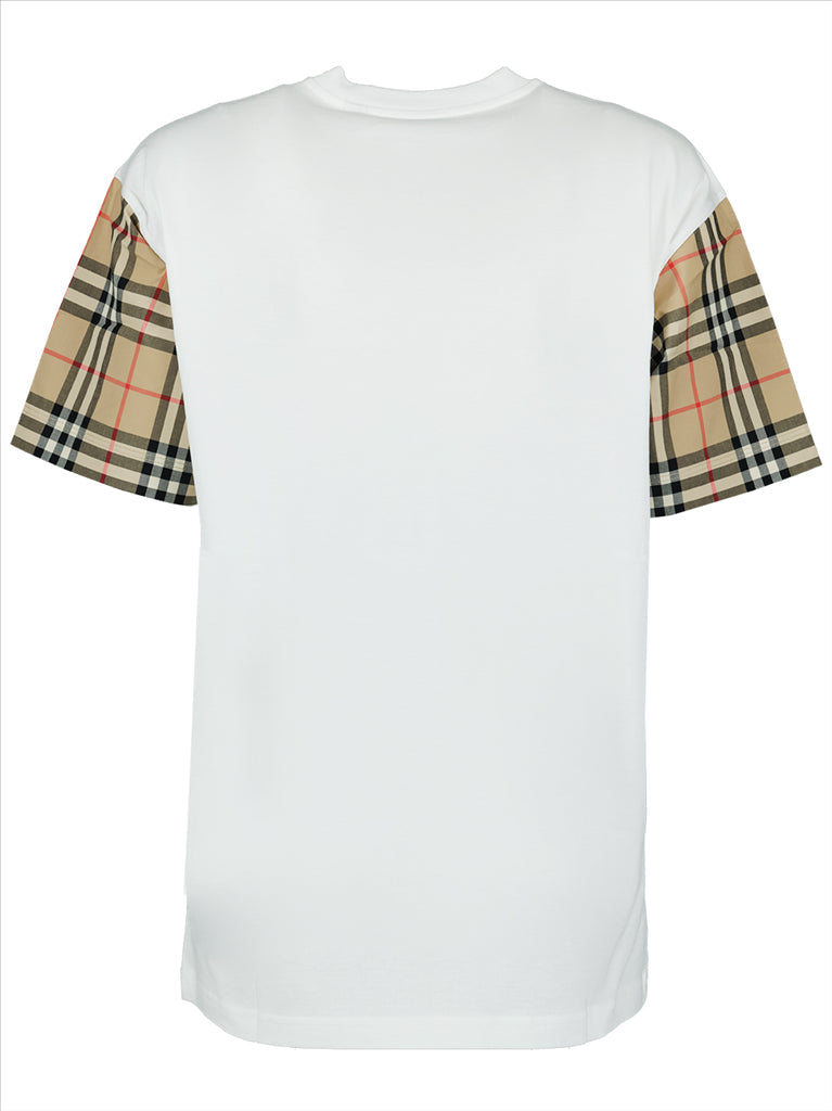 Burberry T-shirt, Women's luxury T-shirt, Carrick Burberry, Designer T-shirt, Burberry Check sleeves