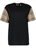 Burberry T-shirt, luxury women's clothing, designer T-shirt, Burberry Carrick, checkered sleeve T-shirt