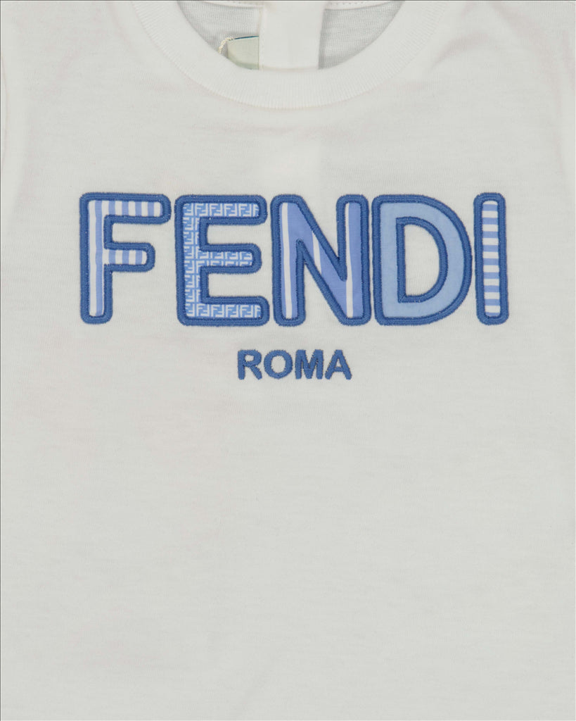 Fendi Roma, children's luxury T-shirt, designer kidswear, beige T-shirt, high-end children's fashion