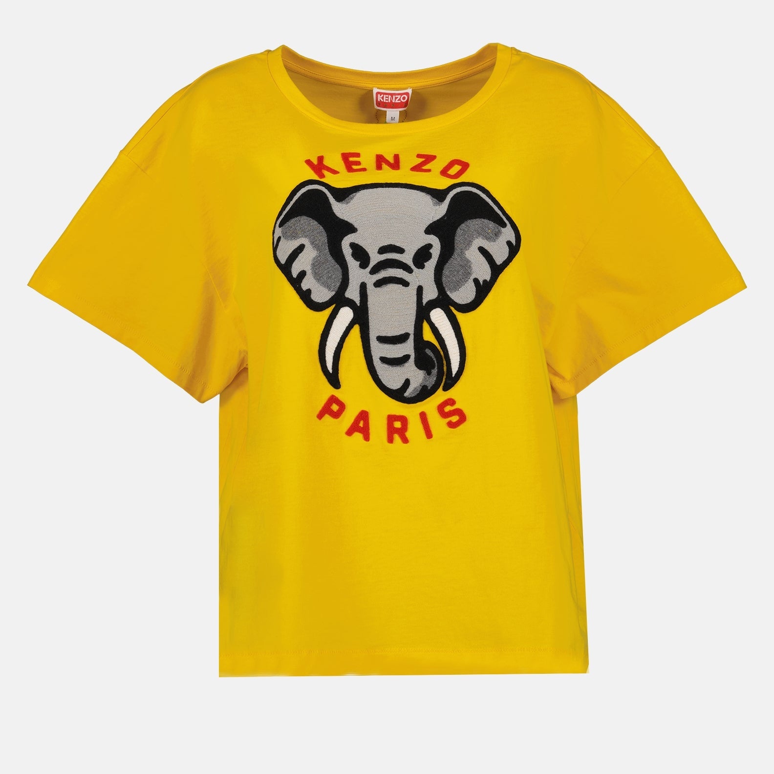 Kenzo T-shirt, Yellow T-shirt, Women's Designer Clothing, Luxury Fashion, Elephant Design