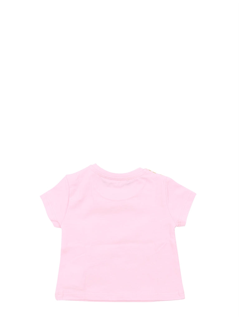 Versace kids, luxury children's t-shirt, Medusa head, fashionable kidswear, pink t-shirt for kids