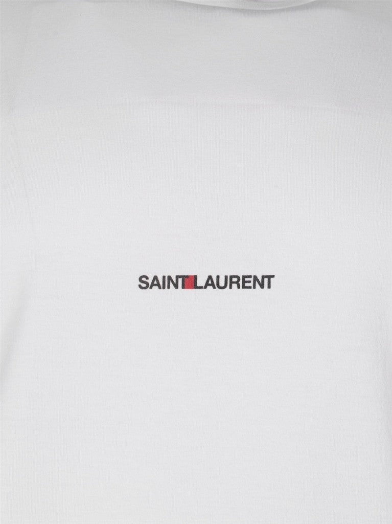 Saint Laurent, White Logo T-Shirt, Men's Fashion, Luxury T-Shirt, Designer Clothing