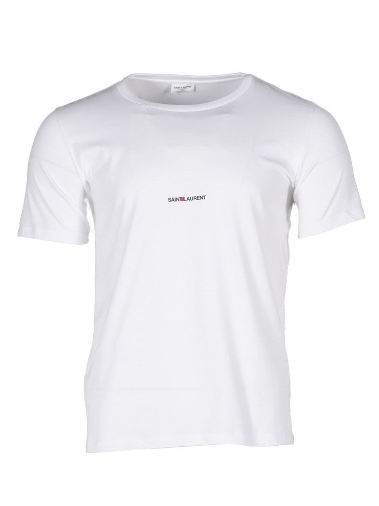 Saint Laurent, White Logo T-Shirt, Men's Fashion, Luxury T-Shirt, Designer Clothing