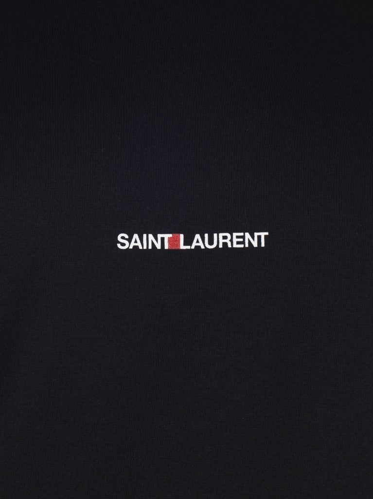 luxury T-shirt, Saint Laurent, designer menswear, black logo T-shirt, high-end fashion