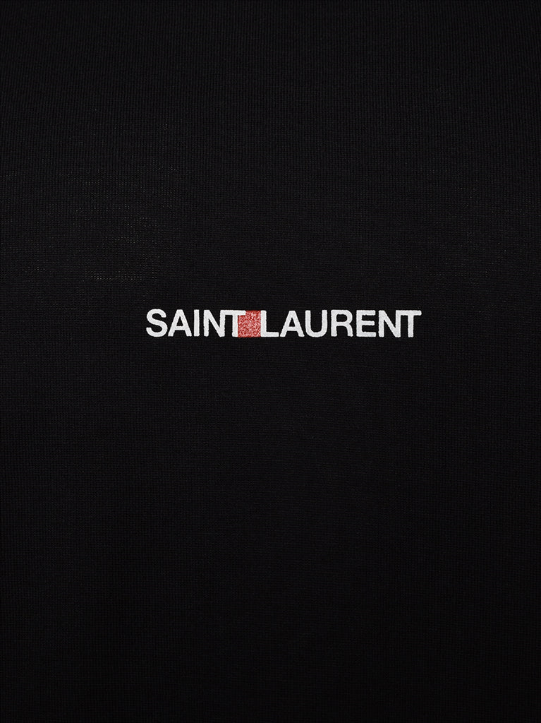 luxury T-shirt, Saint Laurent, designer menswear, black logo T-shirt, high-end fashion