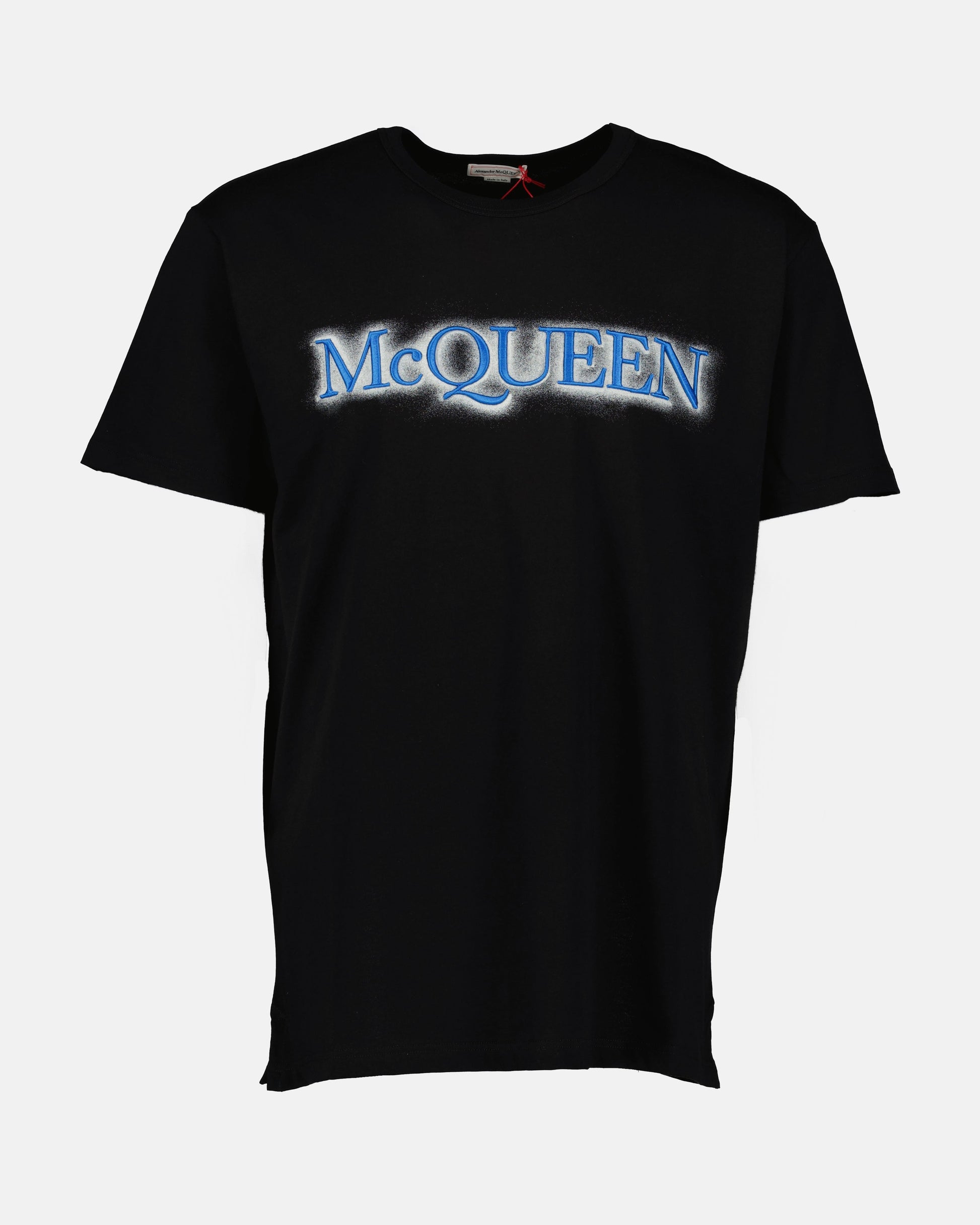 Alexander McQueen, black logo T-shirt, men's luxury T-shirt, designer casual wear, high-end men's fashion