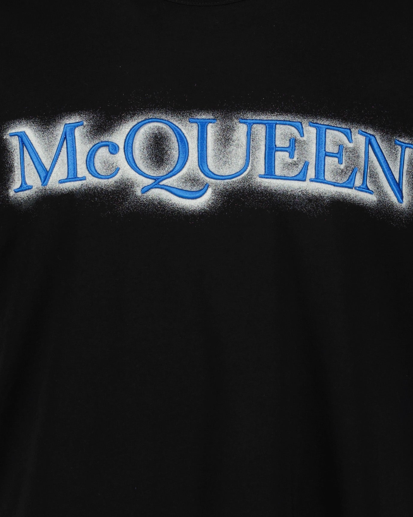 Alexander McQueen, black logo T-shirt, men's luxury T-shirt, designer casual wear, high-end men's fashion