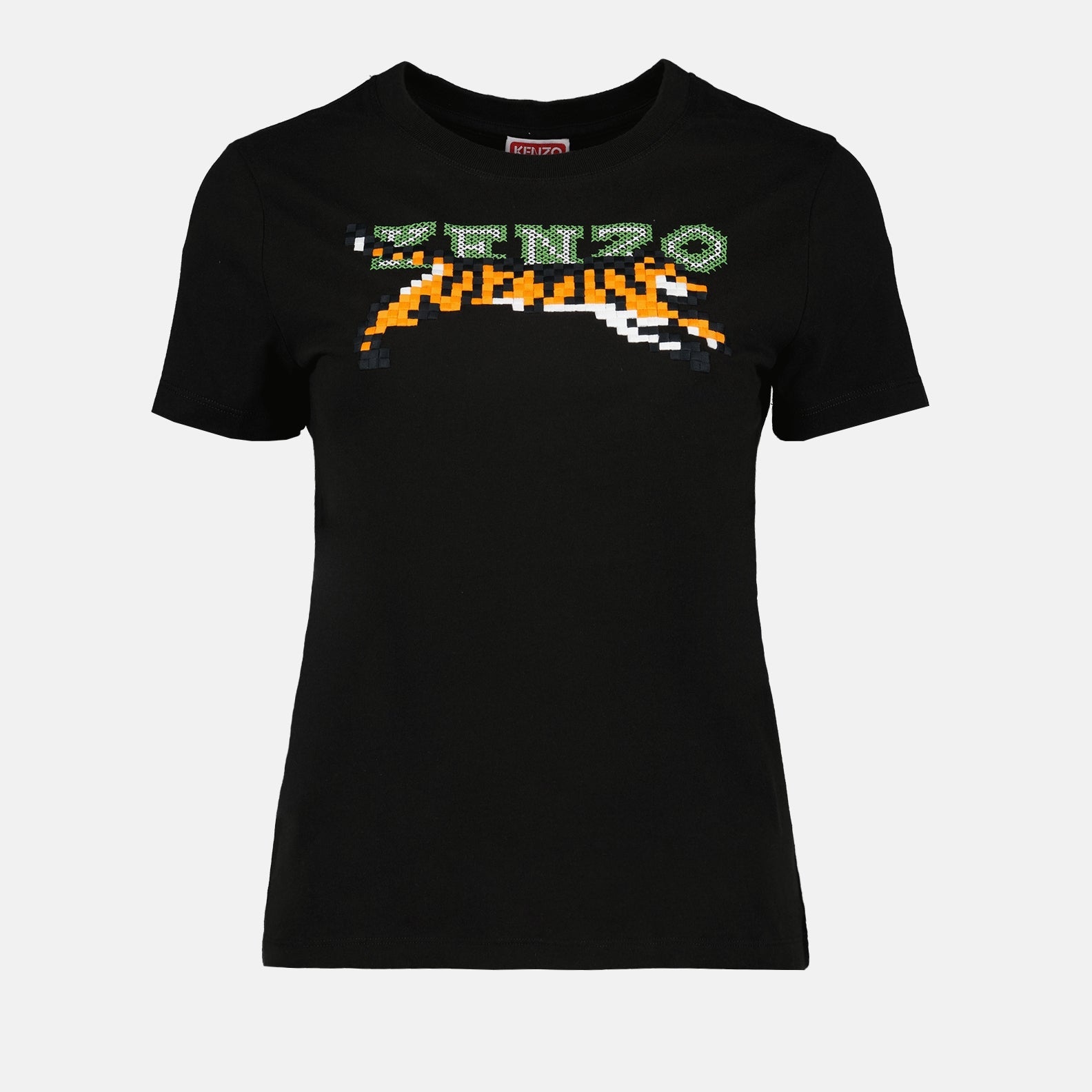 Kenzo T-shirt, Black T-shirt, Women's Luxury Clothing, Designer T-shirt, Pixel Design T-shirt