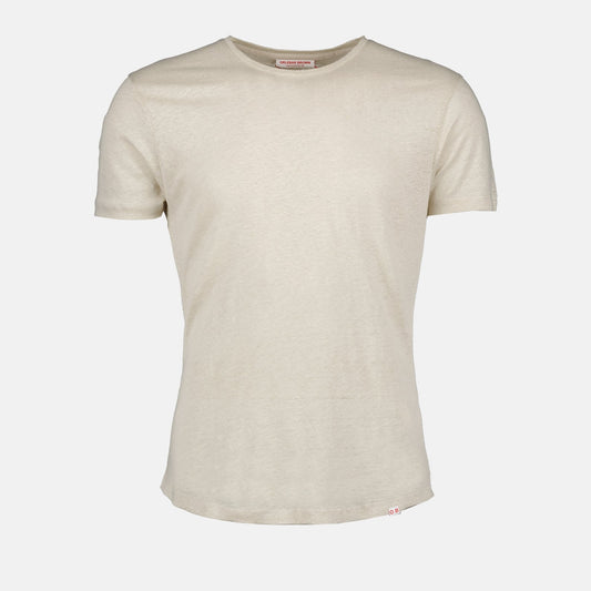 Orlebar Brown, linen T-shirt, men's luxury T-shirt, beige T-shirt, designer men's clothing