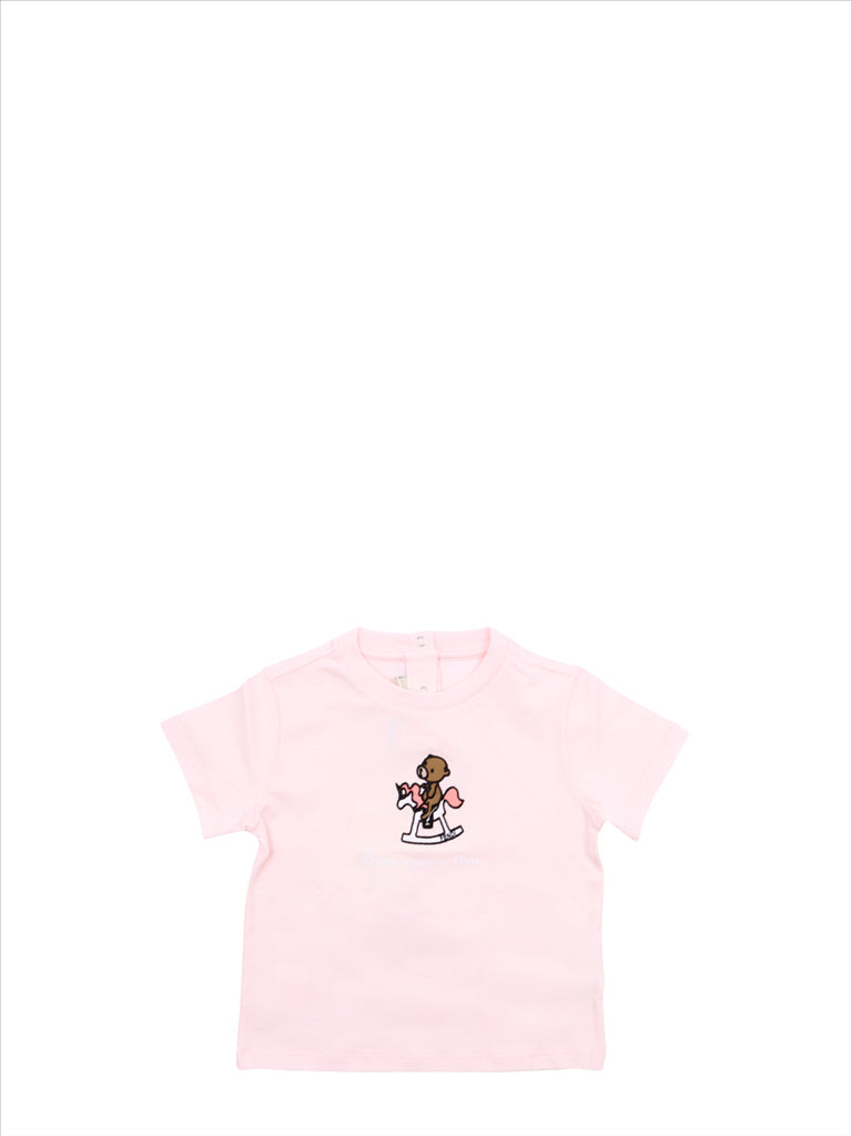 Fendi children’s T-shirt, luxury kidswear, designer boys clothing, Pink Bear T-shirt, Fendi bear graphic