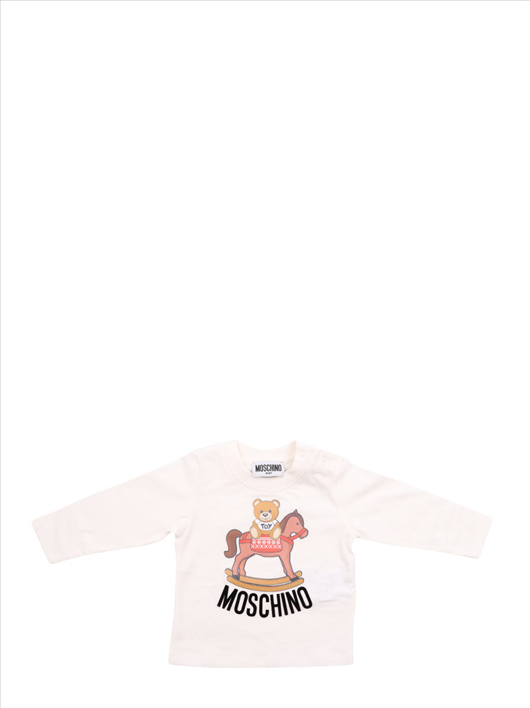 Moschino, Teddy Toy T-shirt, luxury children's wear, Blanc T-shirt, designer kids' clothing