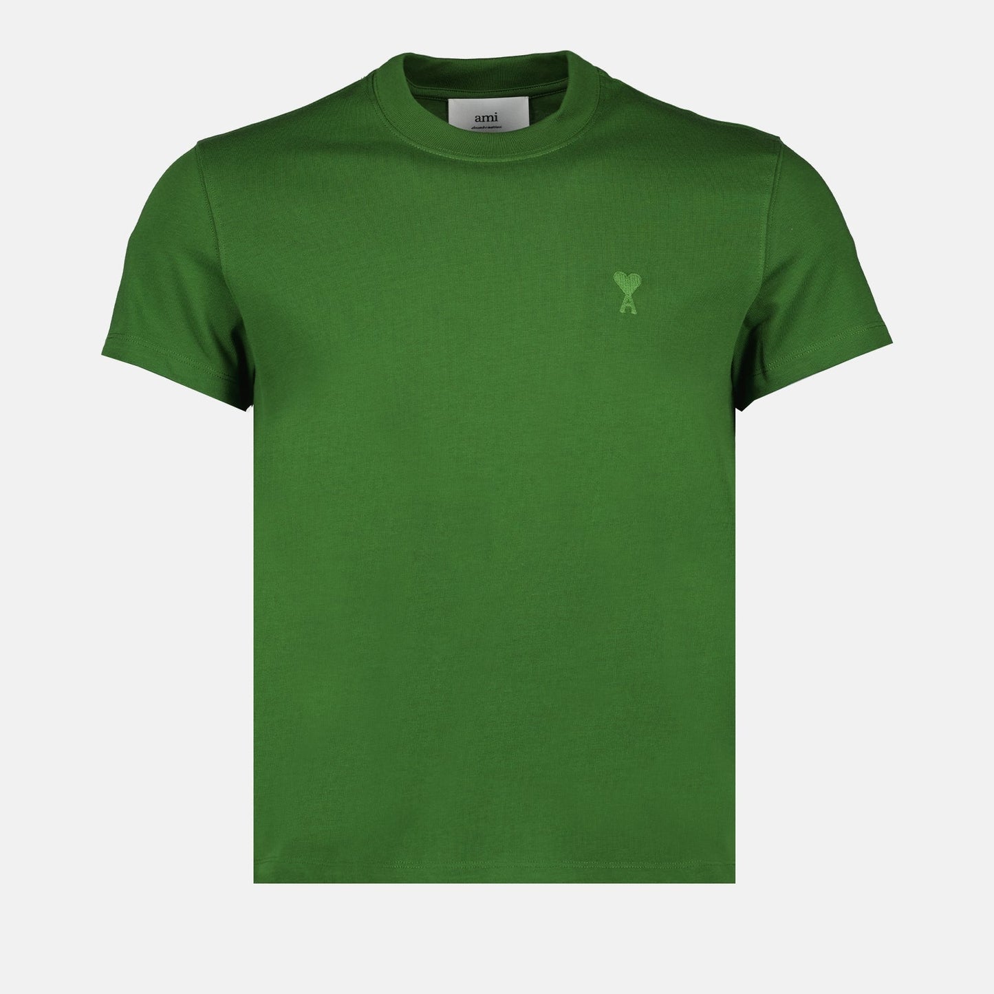 unisex green t-shirt, AMI Paris, luxury logo t-shirt, Ami de Coeur t-shirt, elegant t-shirt