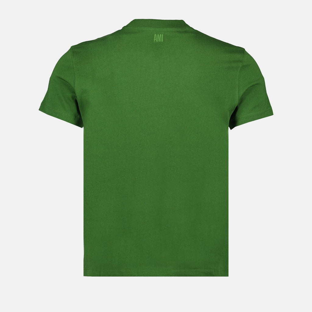 unisex green t-shirt, AMI Paris, luxury logo t-shirt, Ami de Coeur t-shirt, elegant t-shirt