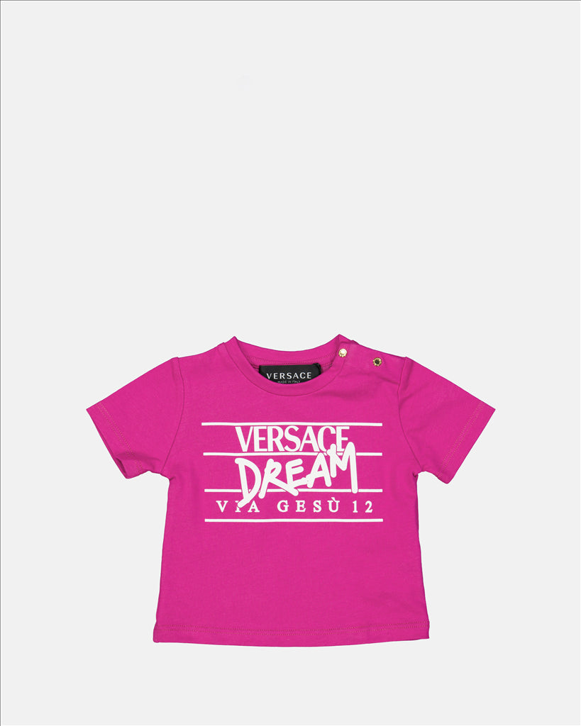 Versace Kids, Pink T-Shirt, Via Gesù, Cotton, High Quality