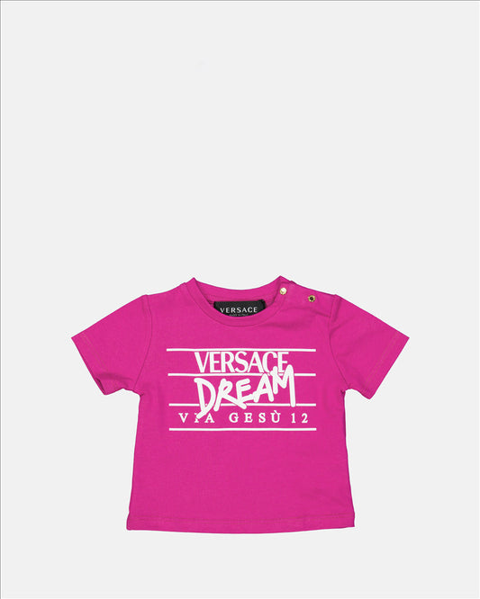 Versace Kids, Pink T-Shirt, Via Gesù, Cotton, High Quality