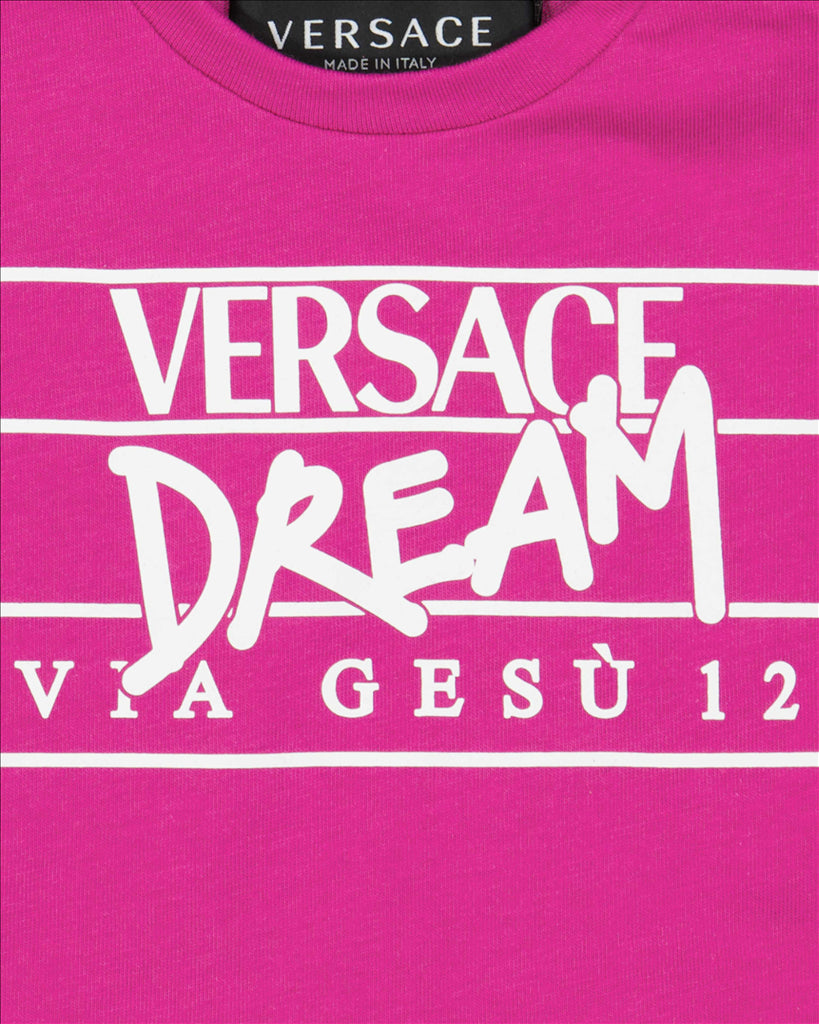 Versace Kids, Pink T-Shirt, Via Gesù, Cotton, High Quality