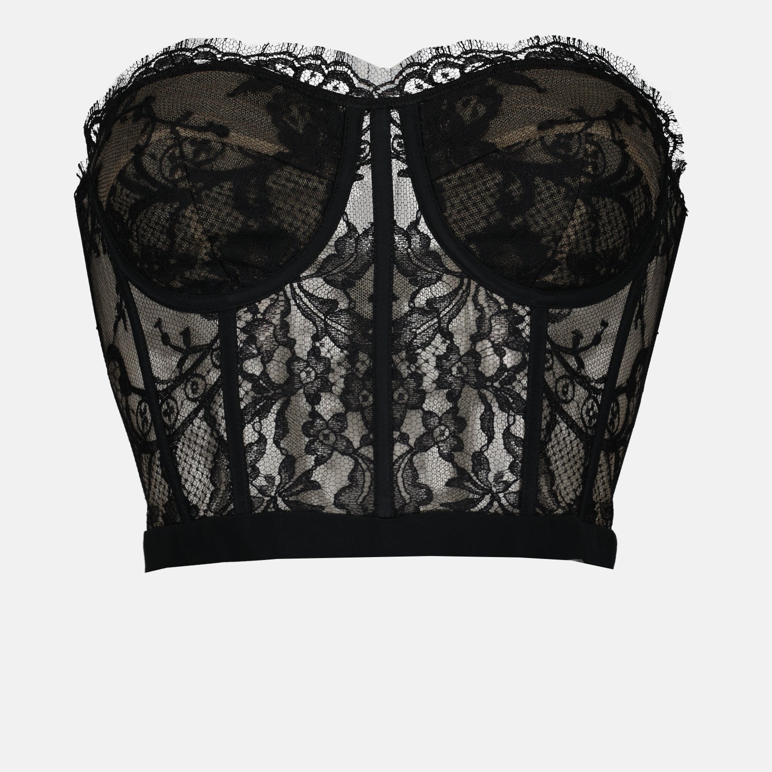 Alexander McQueen, black lace corset, luxury top, women's fashion, elegant clothing