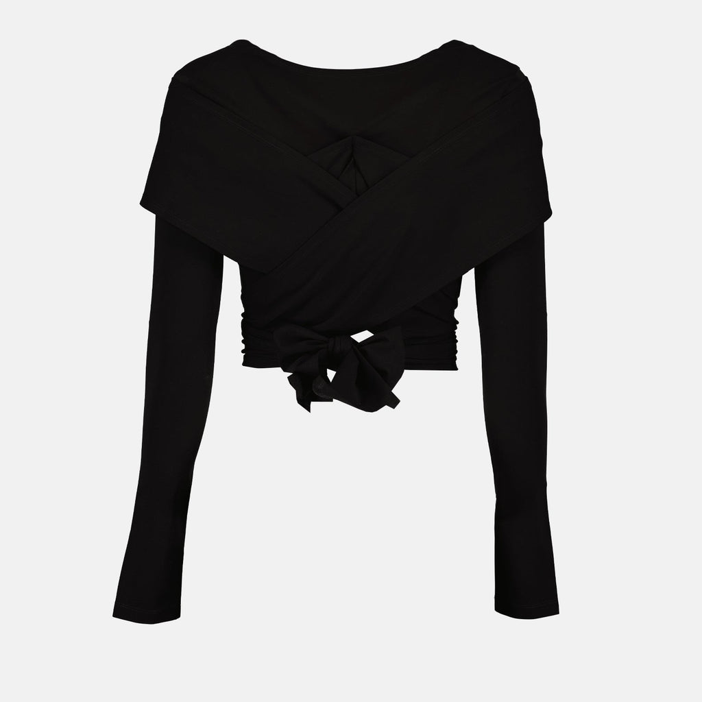Dolce & Gabbana, Crossover Top, Luxury Women’s Top, Black Crossover Top, High-End Fashion