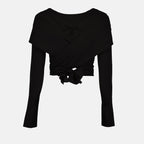Dolce & Gabbana, Crossover Top, Luxury Women’s Top, Black Crossover Top, High-End Fashion